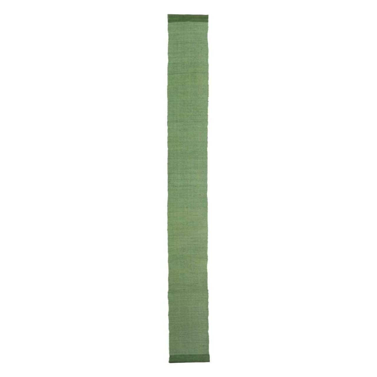Narrow Ramie — Bean Motif displayed vertically on a wall as a decorative textile banner