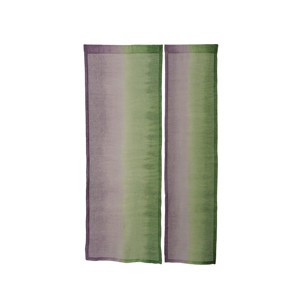 detail view of Motif Linen Noren — Green Flower showing plant-dyed linen texture and pattern