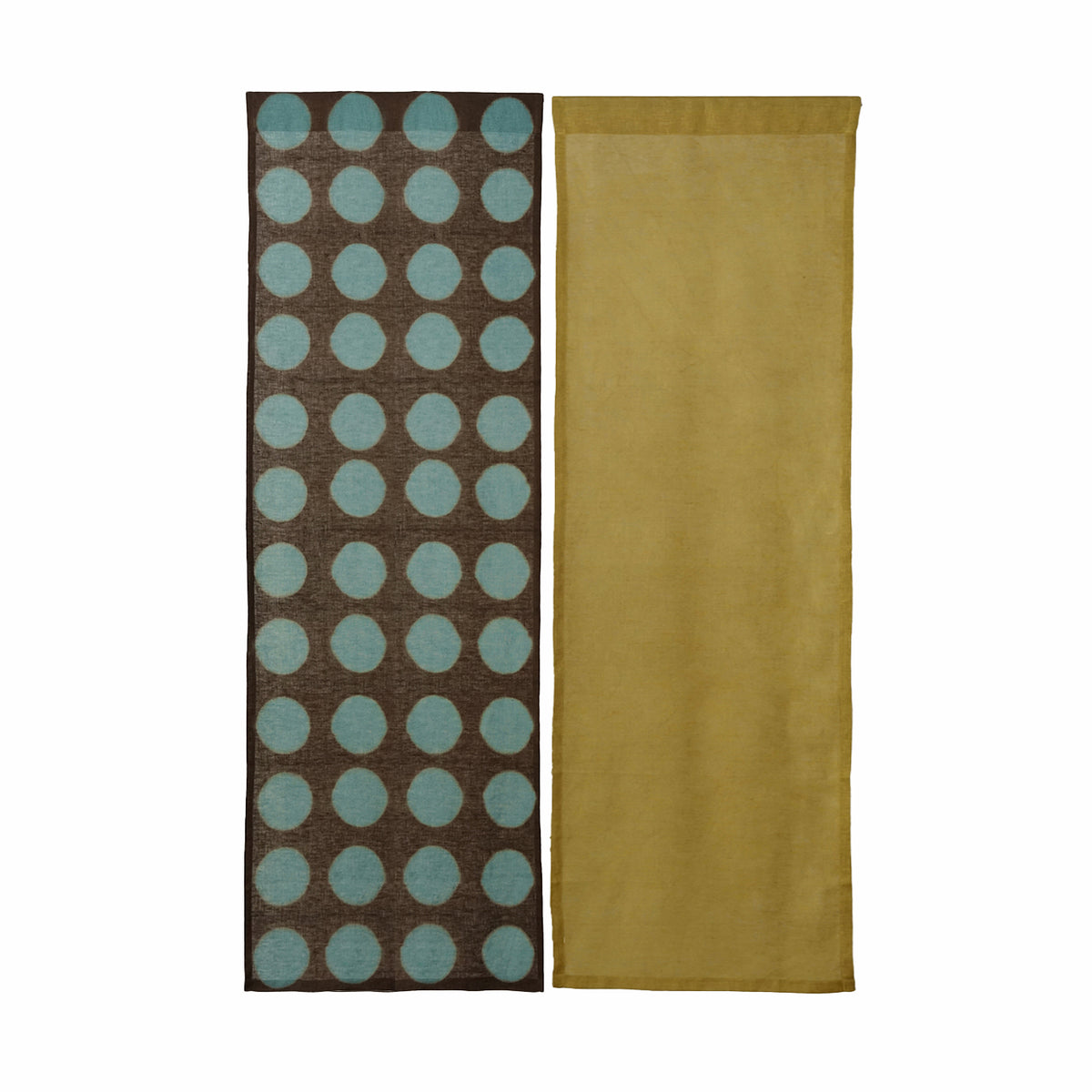 Hand Dyed Linen Noren Curtain — Yellow / Coffee