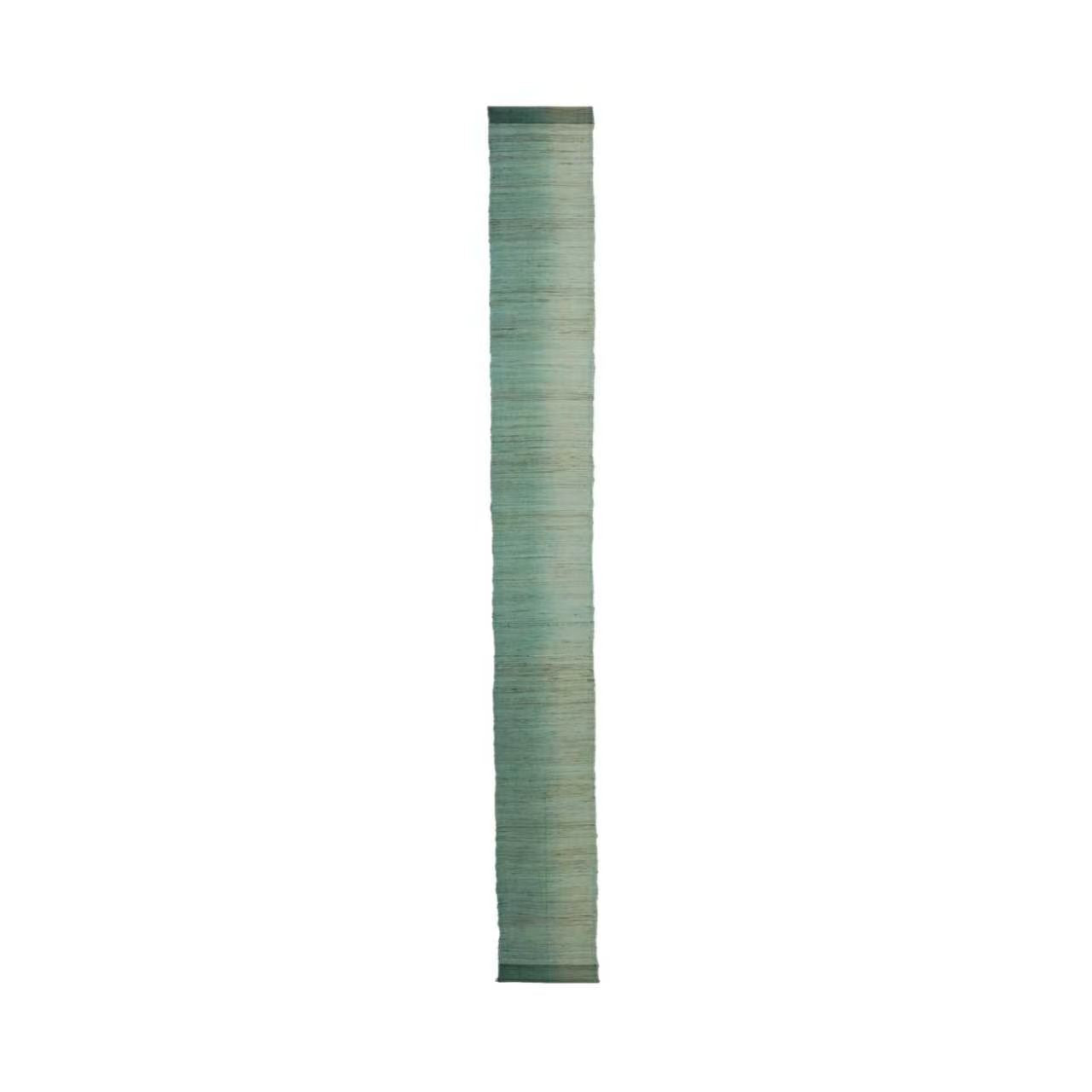 Narrow Ramie — Field Grid displayed vertically on a wall as a decorative textile banner