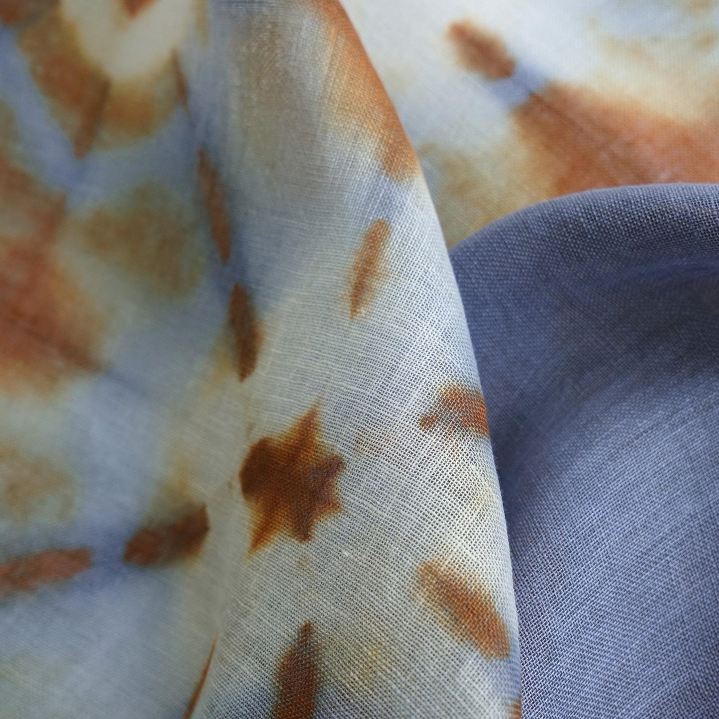 styled room scene with Motif Linen Noren — Blue Bloom used as a window or doorway curtain