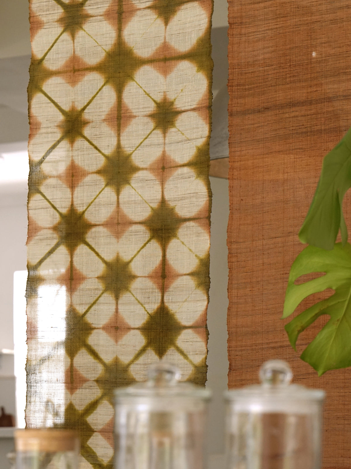Ramie Cloth Panel — Ochre Duo