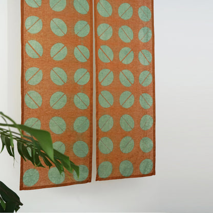 styled room scene with Motif Linen Noren — Coffee Beans used as a window or doorway curtain