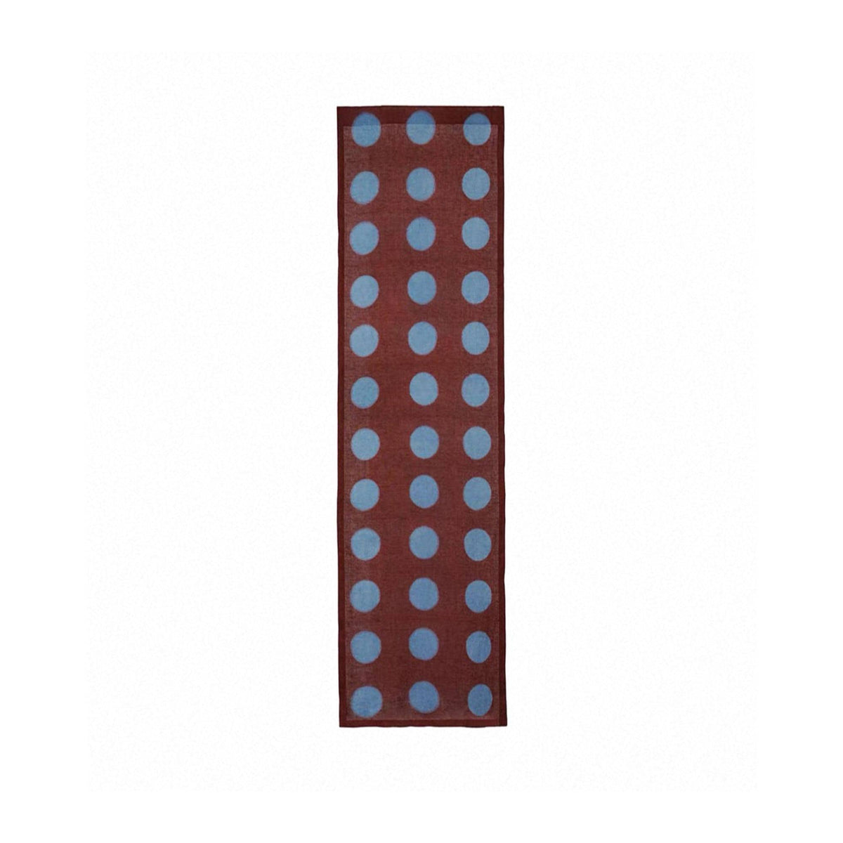 styled room scene with Polka Dot Linen Noren — Rust / Blue used as a window or doorway curtain