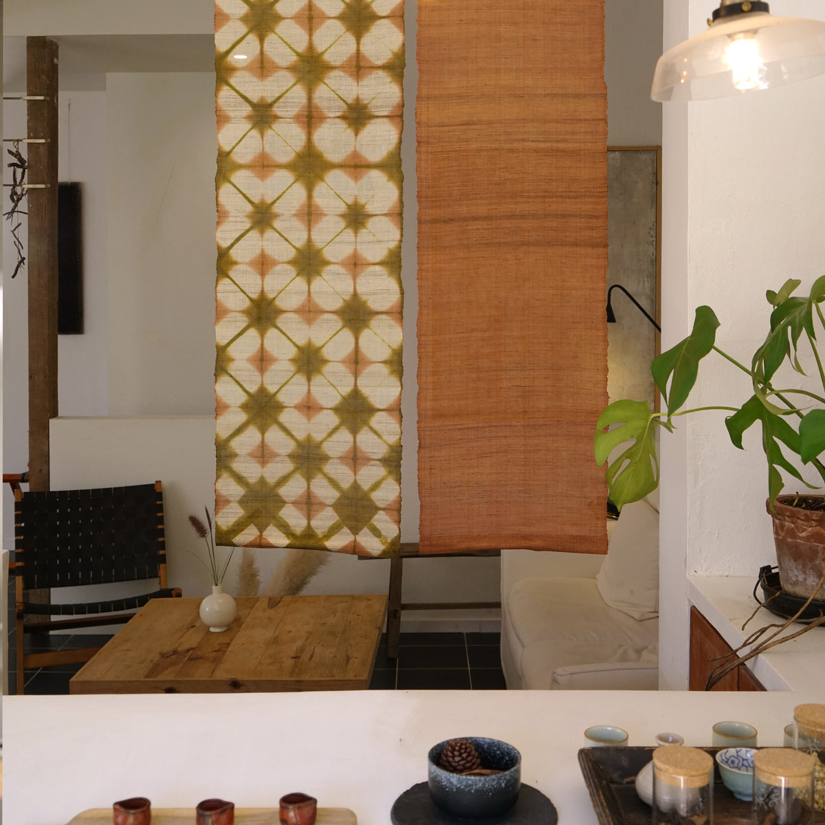 Ramie Cloth Panel — Ochre Duo