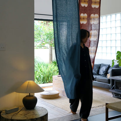 Plant Dyed Linen Noren — Clay Indigo