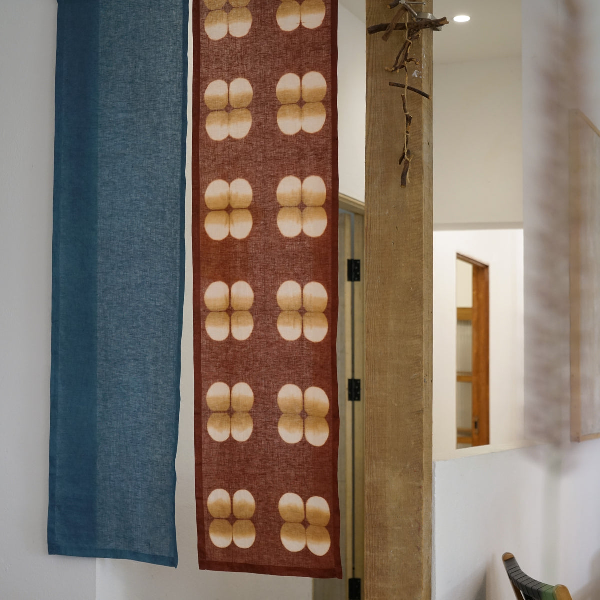 Plant Dyed Linen Noren — Clay Indigo