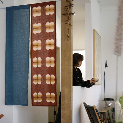 Plant Dyed Linen Noren — Clay Indigo