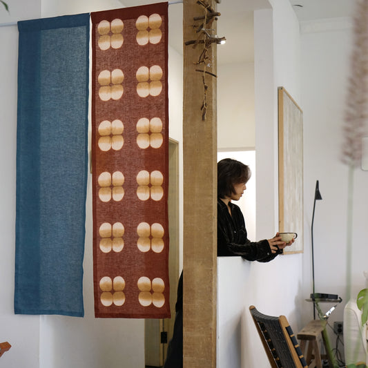 Plant Dyed Linen Noren — Clay Indigo