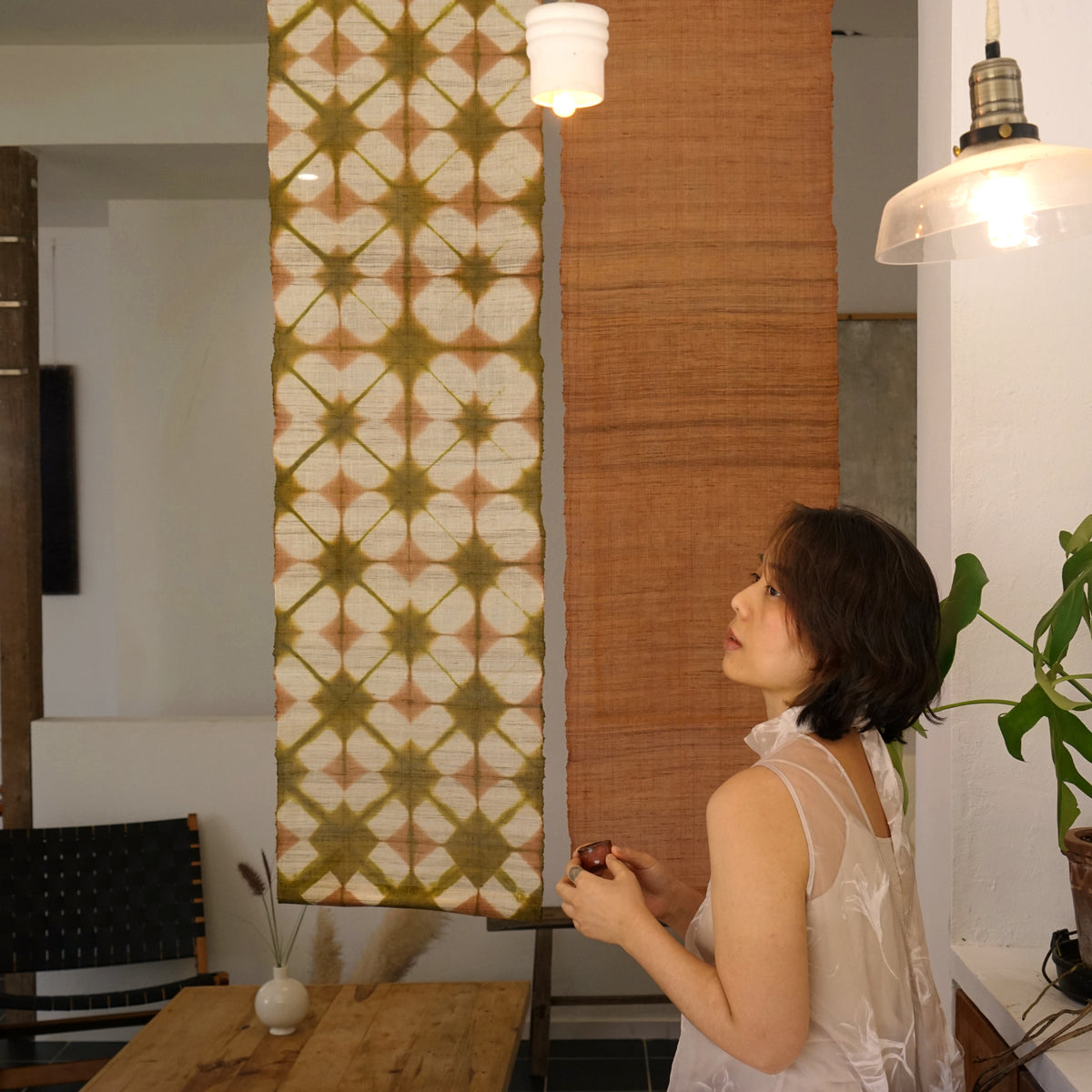 Ramie Cloth Panel — Ochre Duo