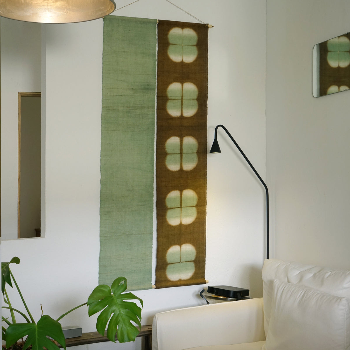 Schmaler Wandbehang aus Ramie – Field Grid