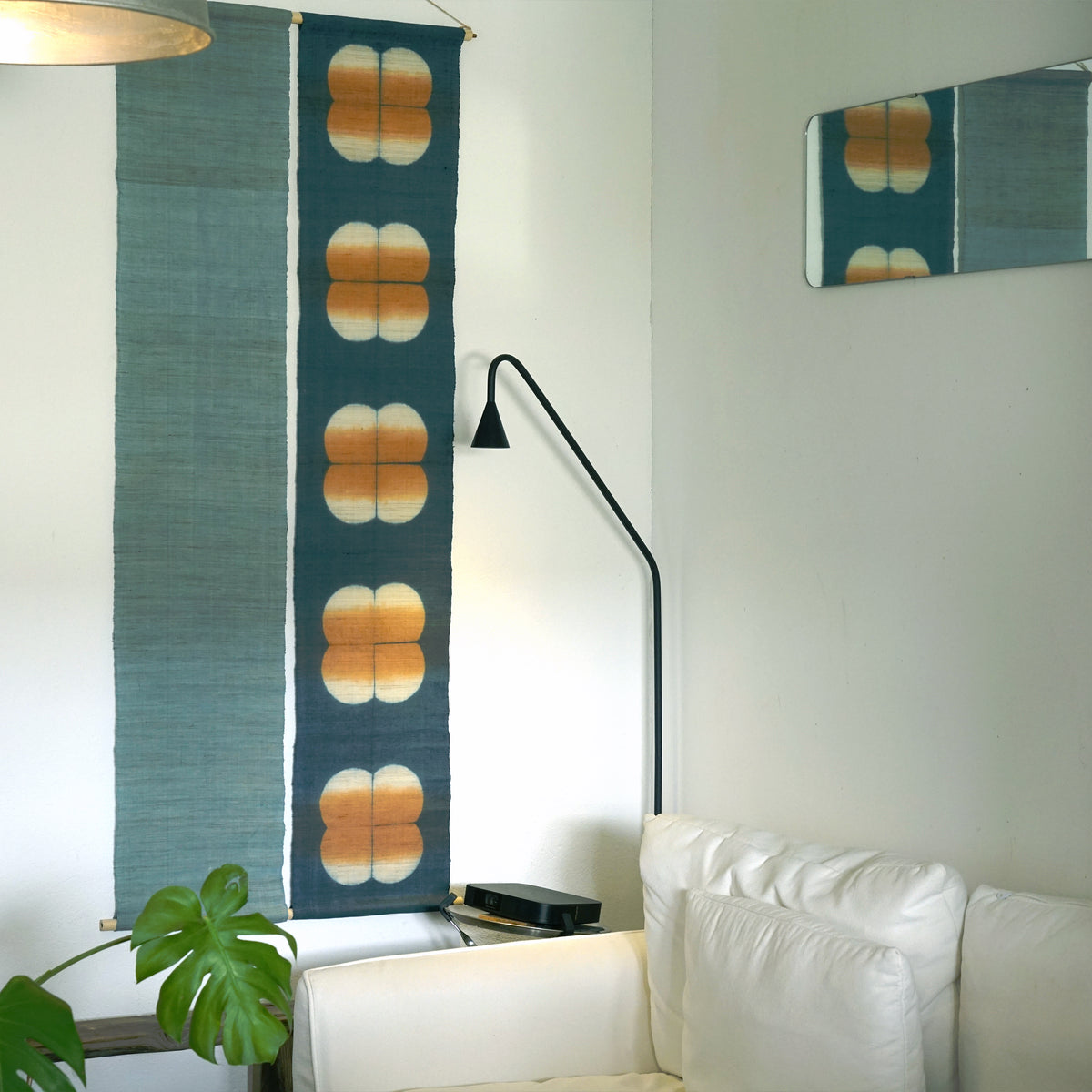 Schmaler Wandbehang aus Ramie – Field Grid