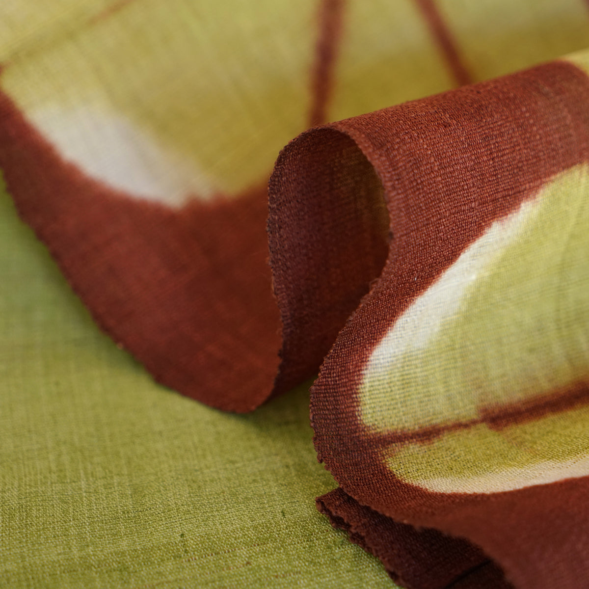 Narrow Ramie Wall Hanging — Wine Olive Blossom