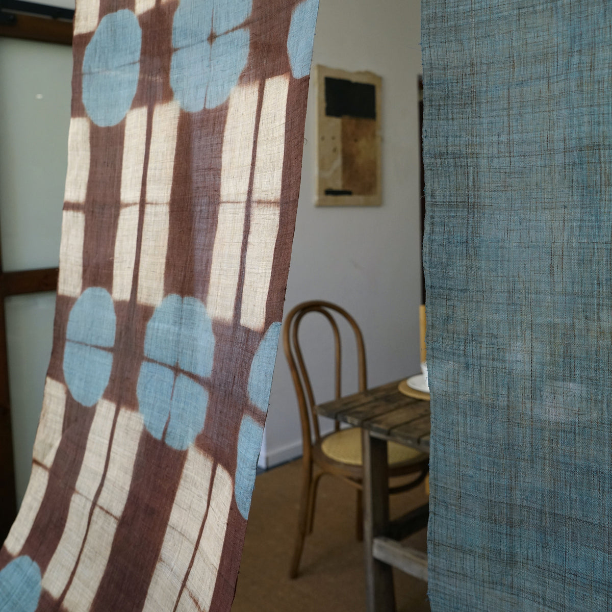 Ramie Cloth Panel — Teal Umber