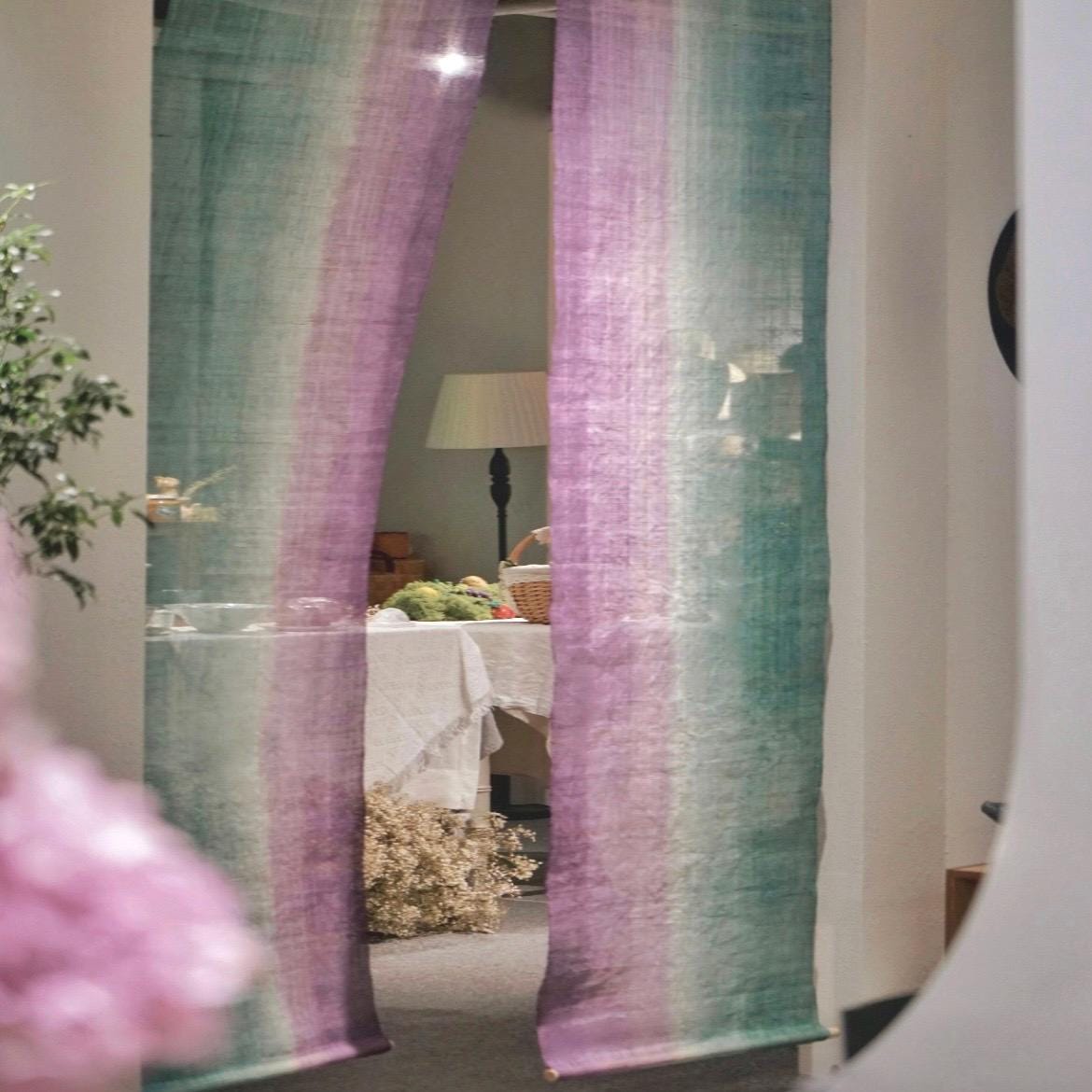 detail view of Ramie Ombre — Violet Mist showing plant-dyed fabric texture