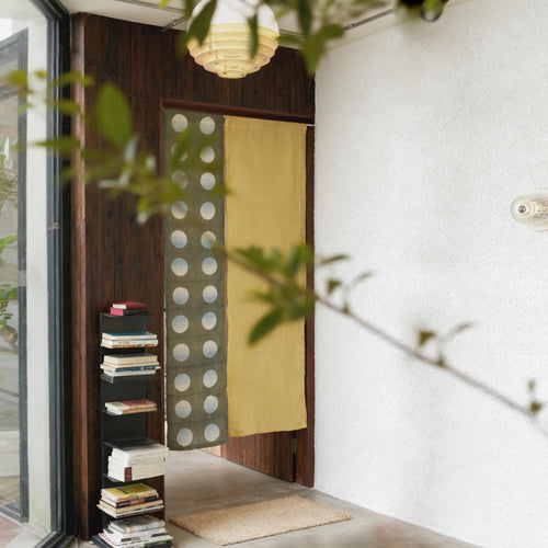 Hand Dyed Linen Noren Curtain — Grey / Yellow