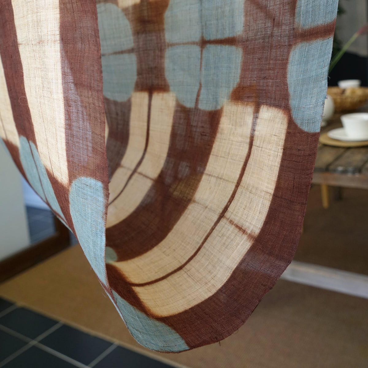Ramie Cloth Panel — Teal Umber
