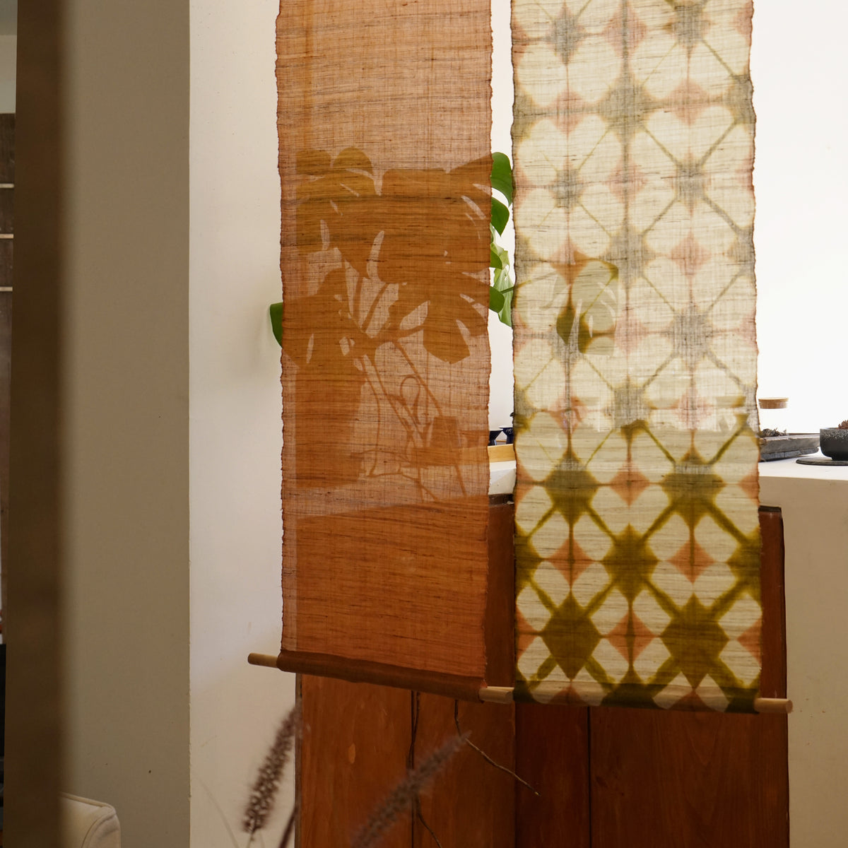 Ramie Cloth Panel — Ochre Duo