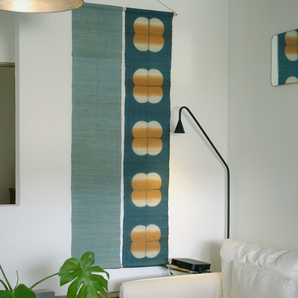 Schmaler Wandbehang aus Ramie – Field Grid