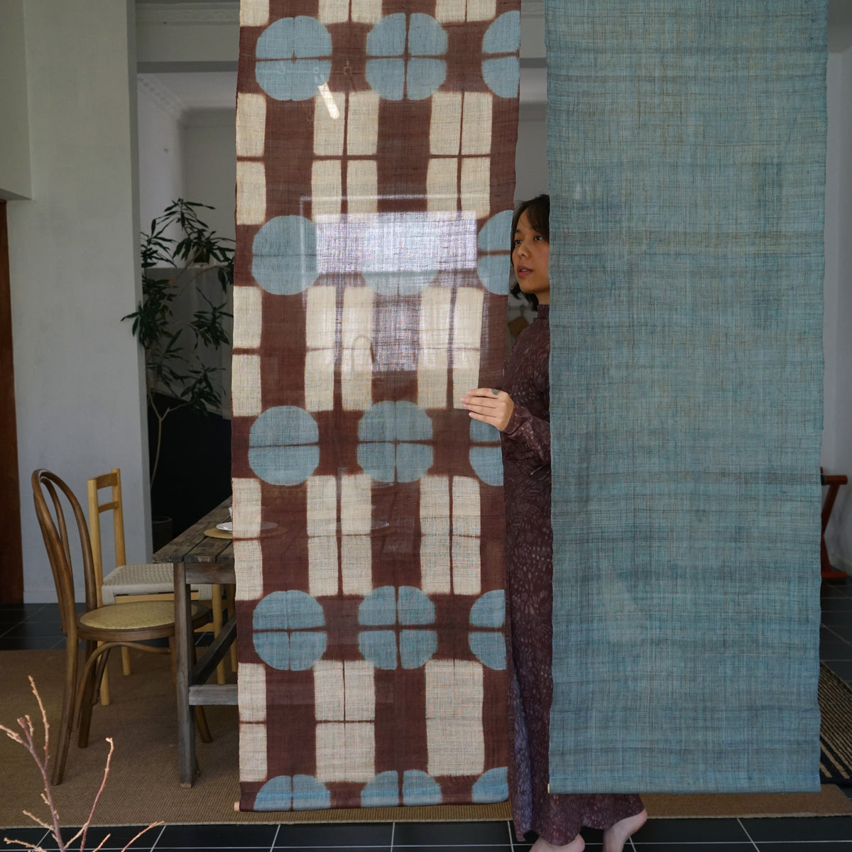 Ramie Cloth Panel — Teal Umber