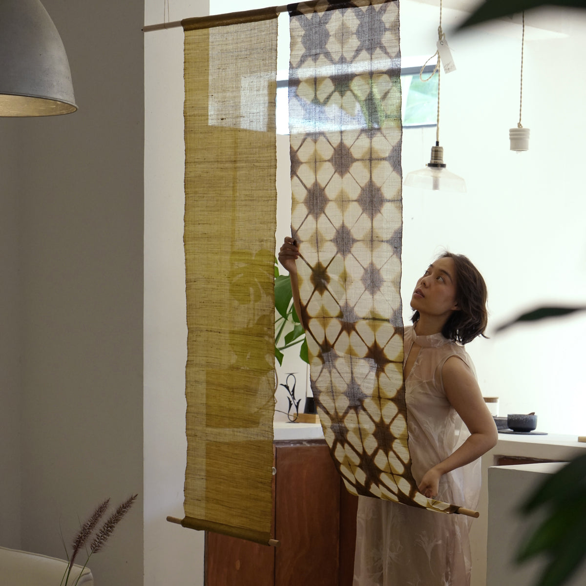 Ramie Cloth Panel — Earth Pair