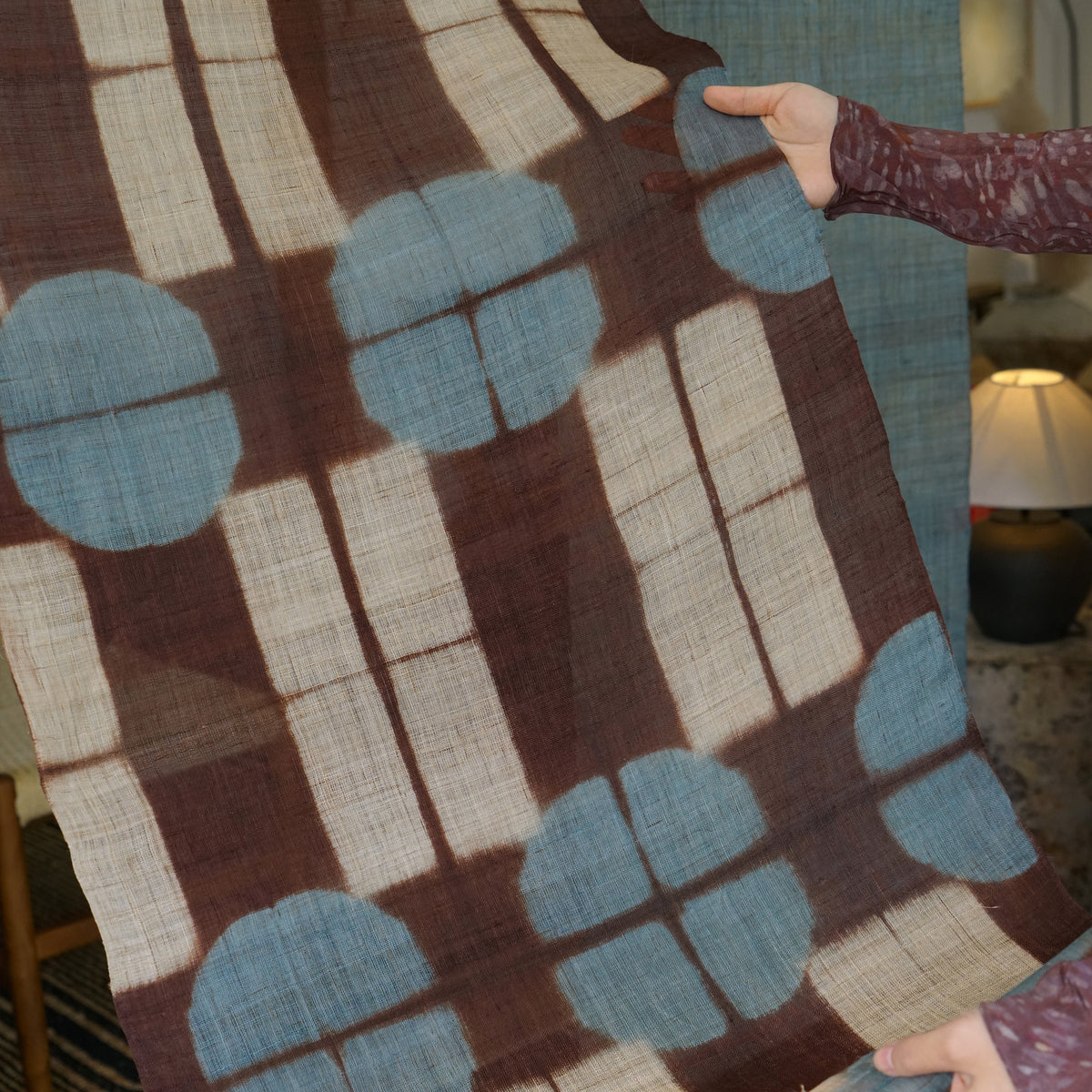 Ramie Cloth Panel — Teal Umber
