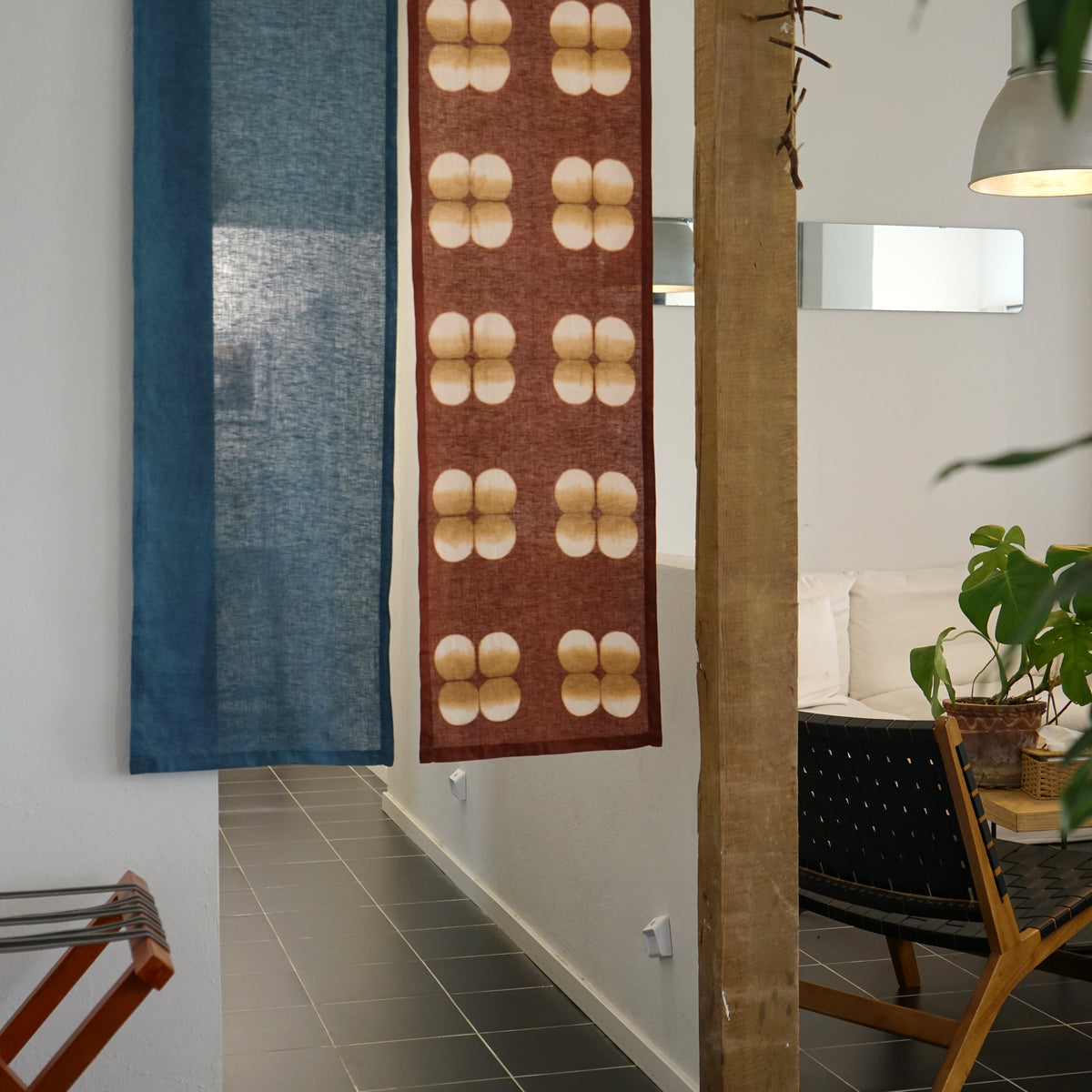 Plant Dyed Linen Noren — Clay Indigo