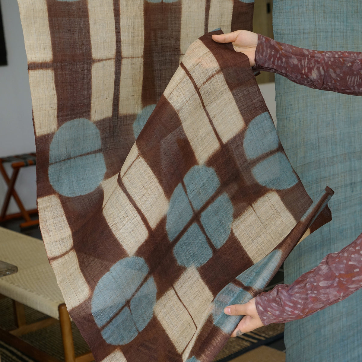 Ramie Cloth Panel — Teal Umber