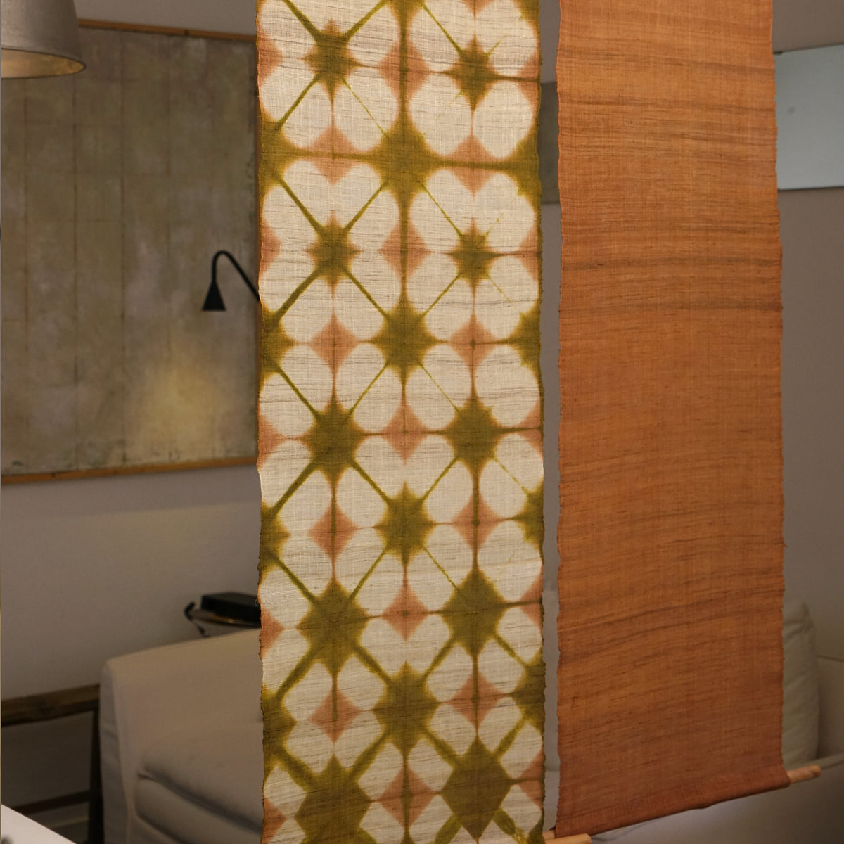 Ramie Cloth Panel — Ochre Duo