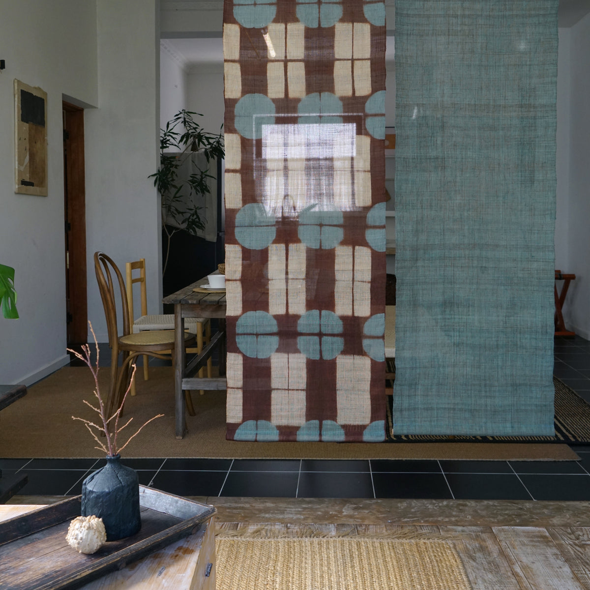 Ramie Cloth Panel — Teal Umber