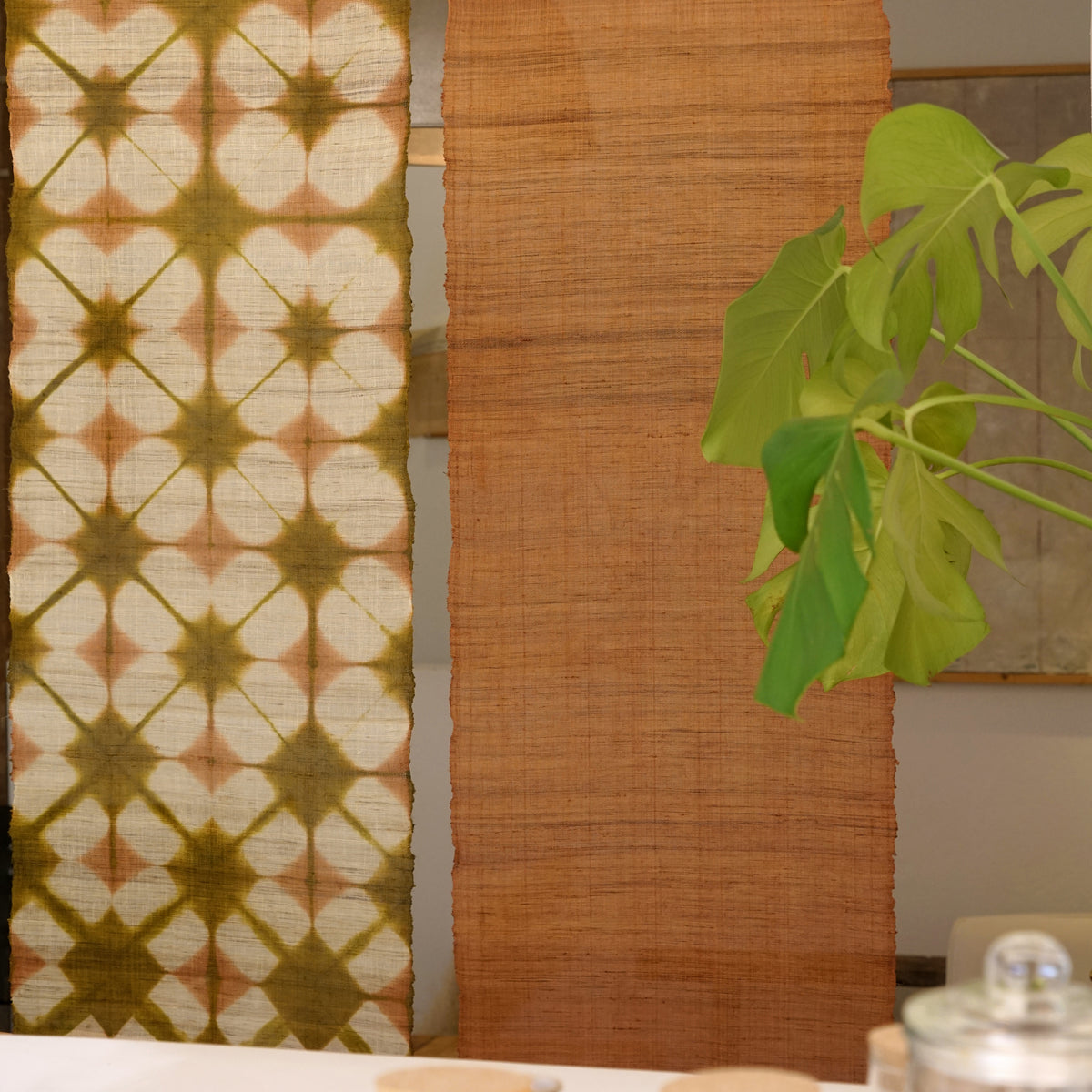 Ramie Cloth Panel — Ochre Duo