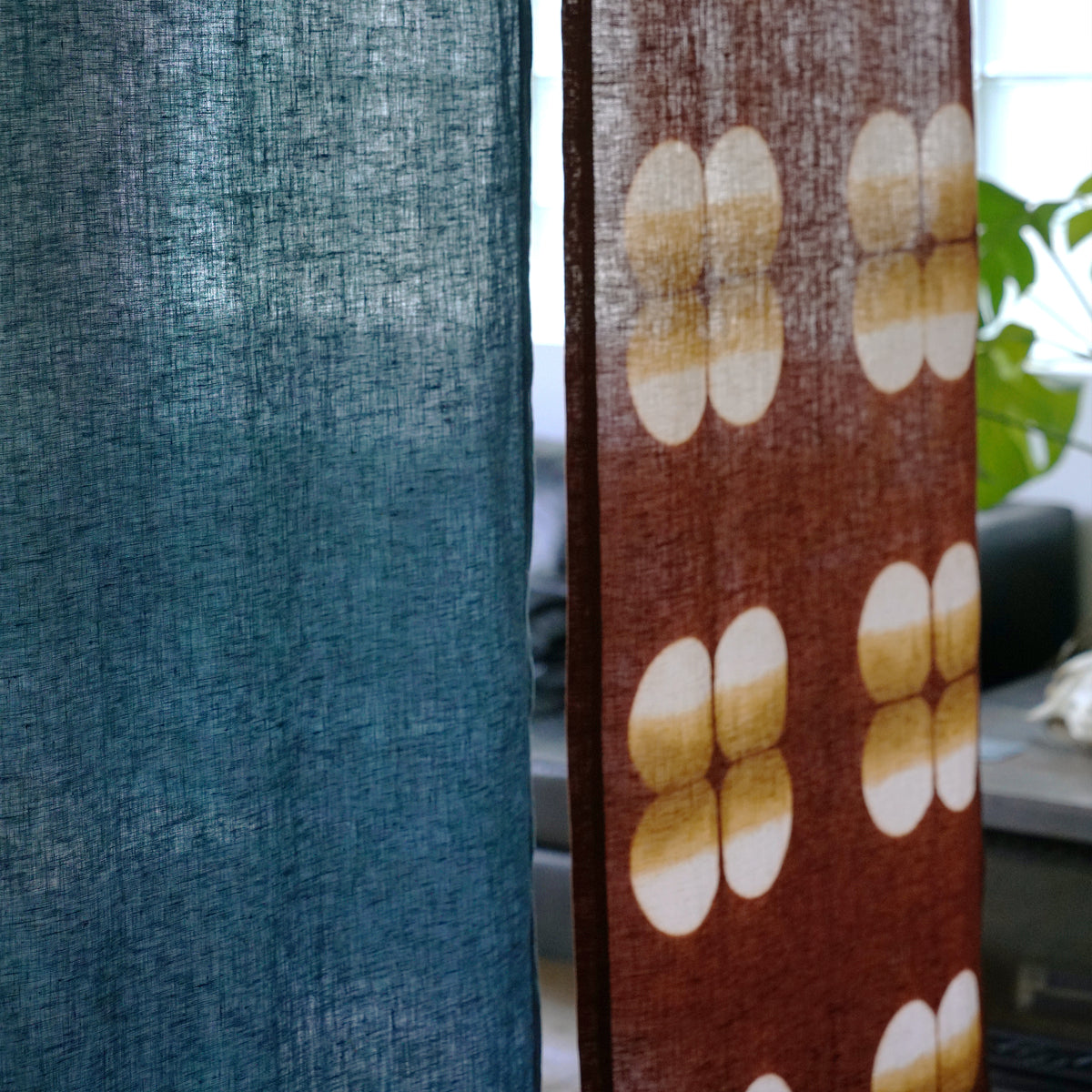Plant Dyed Linen Noren — Clay Indigo