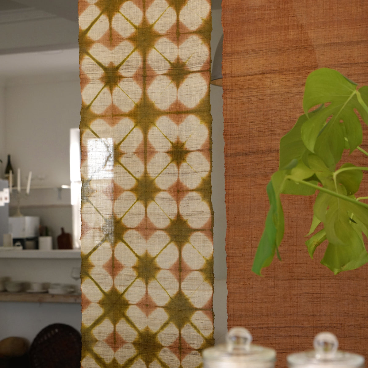 Ramie Cloth Panel — Ochre Duo