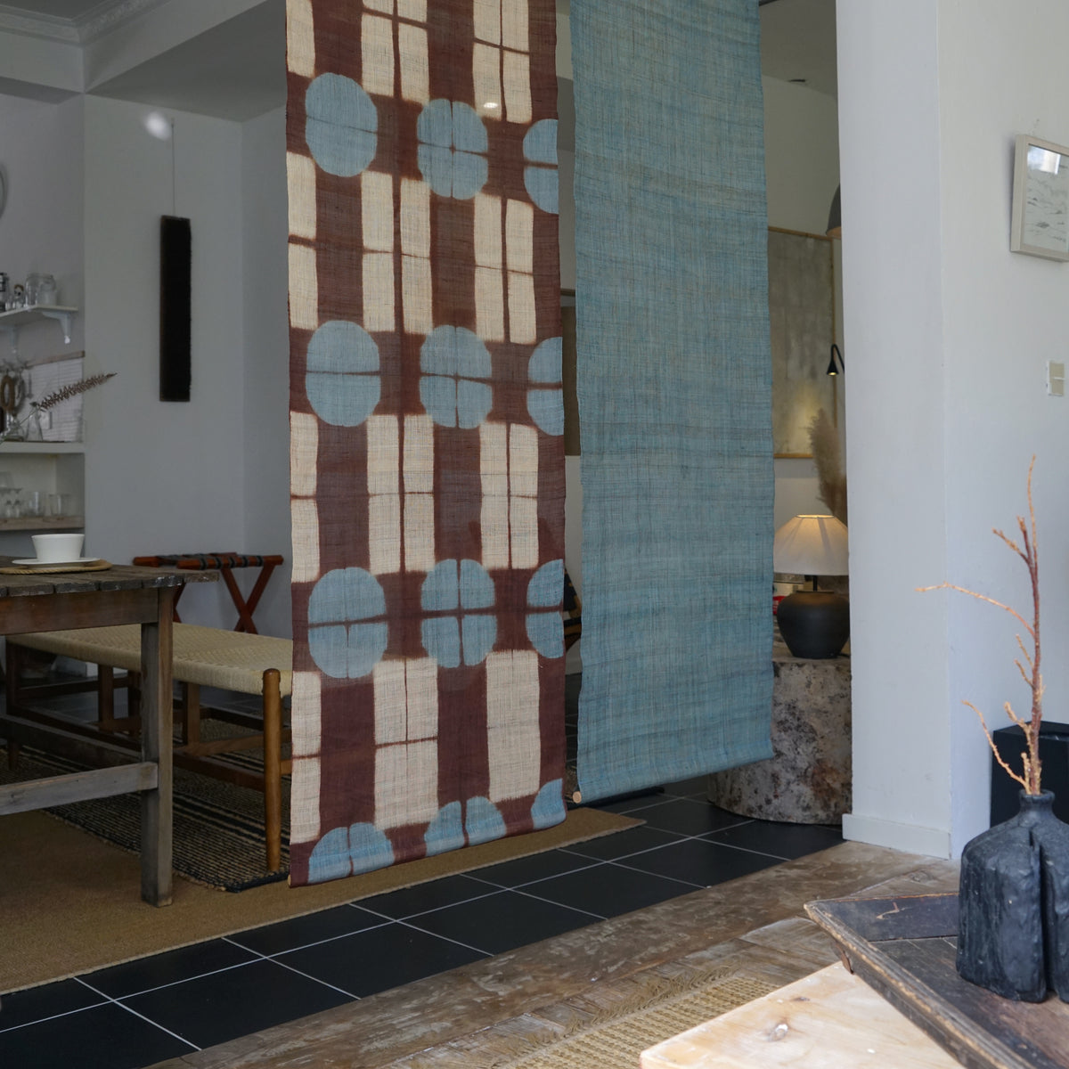 Ramie Cloth Panel — Teal Umber