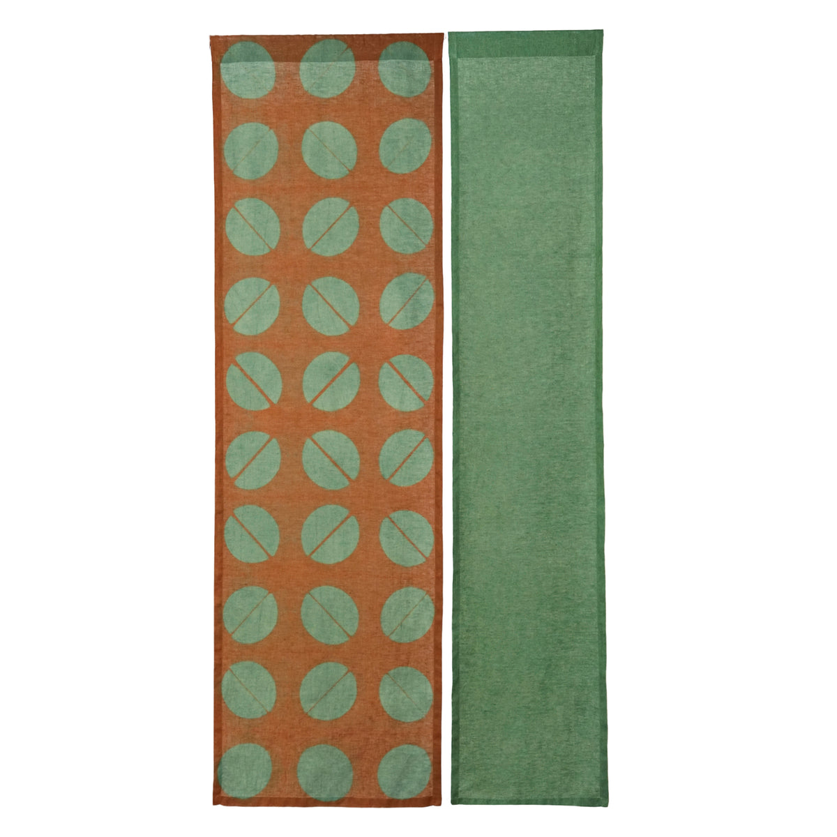detail view of Motif Linen Noren — Coffee Beans showing plant-dyed linen texture and pattern