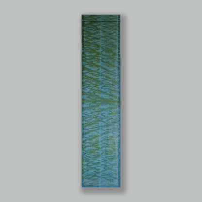 alternate angle of Motif Linen Noren — Wave hanging as a two-panel doorway curtain