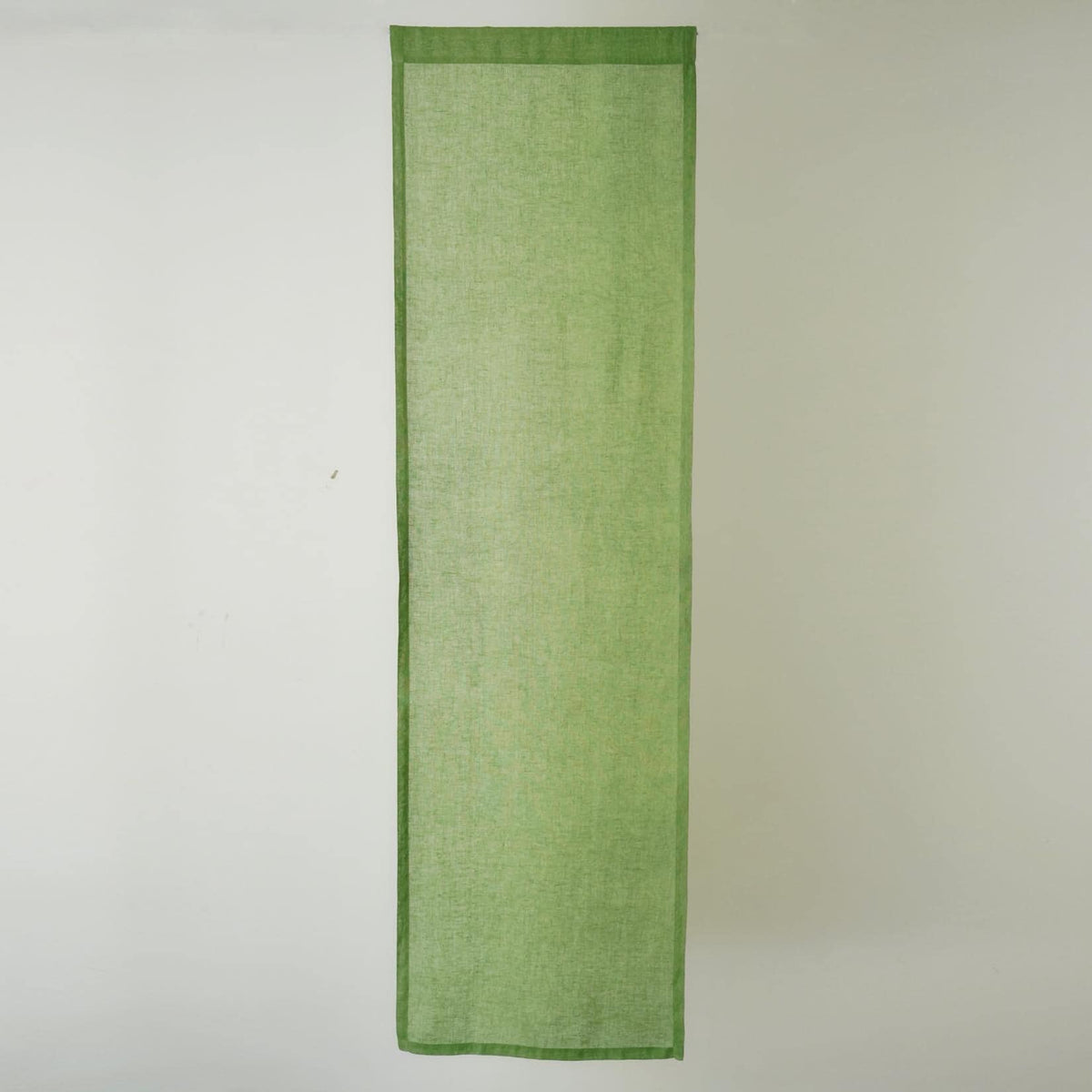 styled room scene with Polka Dot Linen Noren — Sage / Green used as a window or doorway curtain