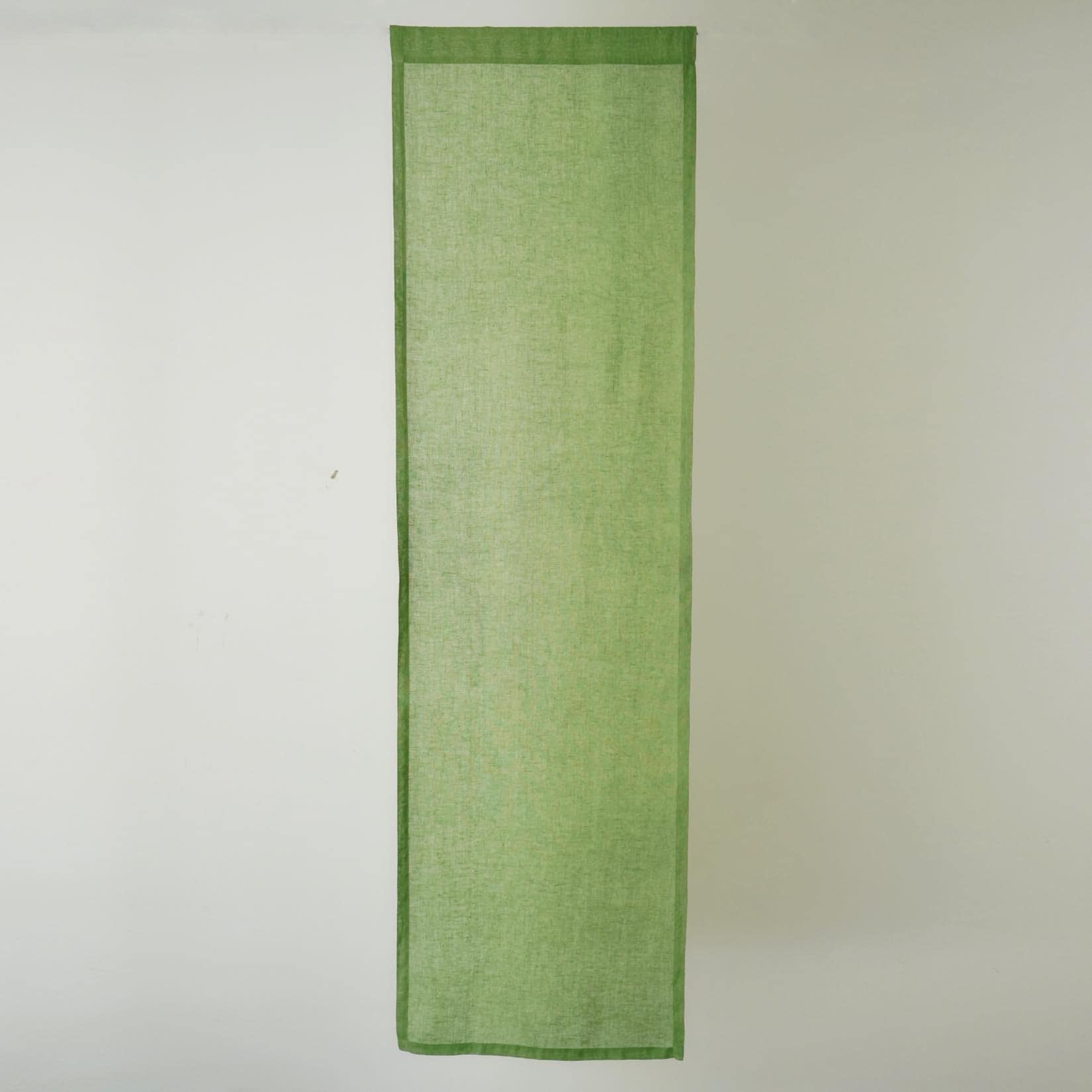 styled room scene with Polka Dot Linen Noren — Sage / Green used as a window or doorway curtain
