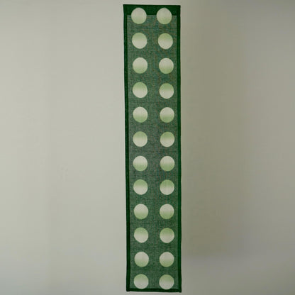 detail view of Polka Dot Linen Noren — Sage / Green showing plant-dyed linen texture and pattern