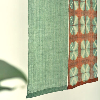 detail view of Ramie Cloth — Clover Green showing natural ramie weave and resist-dye pattern