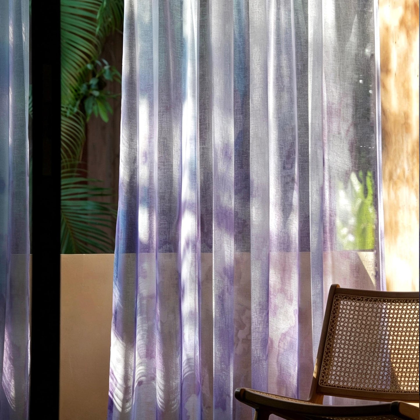 Pattern Drapery — Purple Haze shown in a bedroom interior with soft natural light