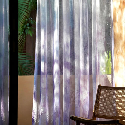 Pattern Drapery — Purple Haze shown in a bedroom interior with soft natural light