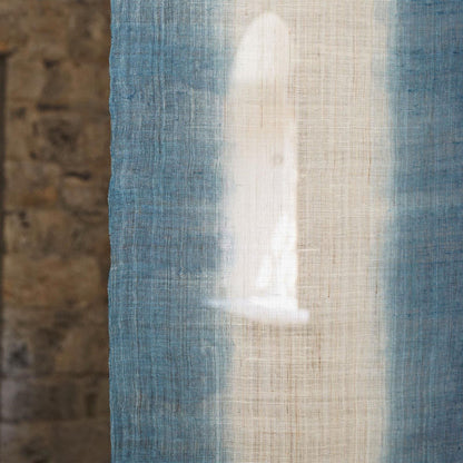close-up of Ramie Ombre — Deep Blue showing natural dye and weave