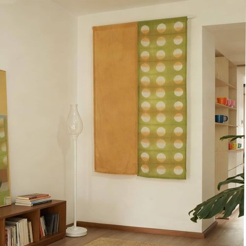 Hand Dyed Linen Noren Curtain — Golden / Green