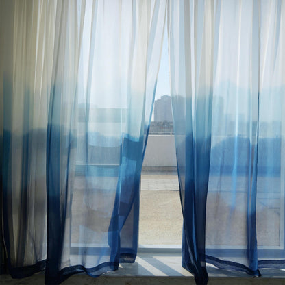 alternate interior view with Sheer Curtain — White Blue filtering soft daylight