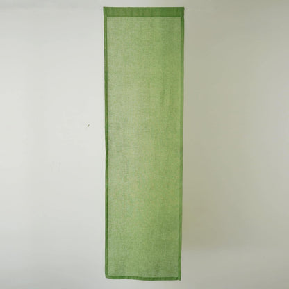 detail view of Soft Tone Noren — Leaf Green showing plant-dyed linen texture and pattern