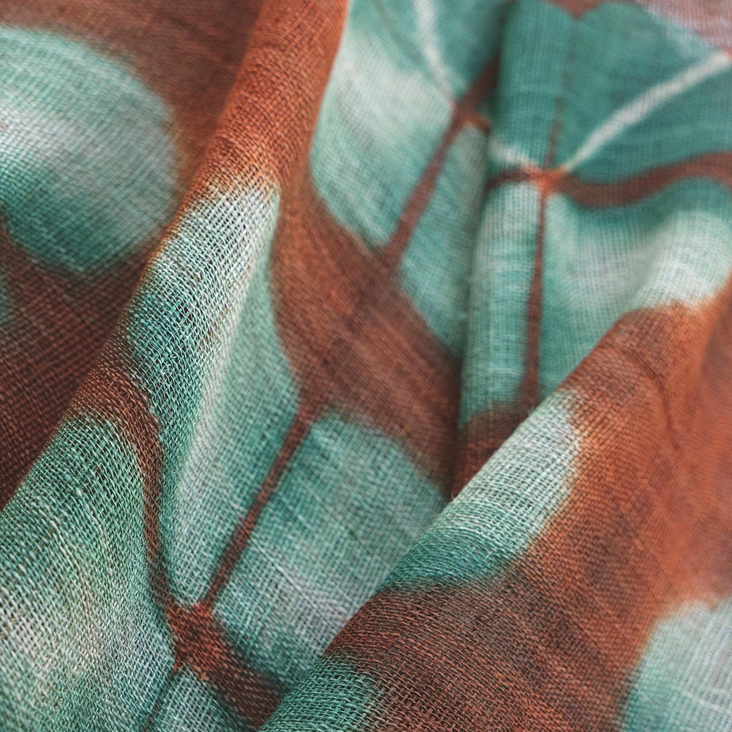 styled interior scene with Ramie Cloth — Clover Green used as a curtain or screen