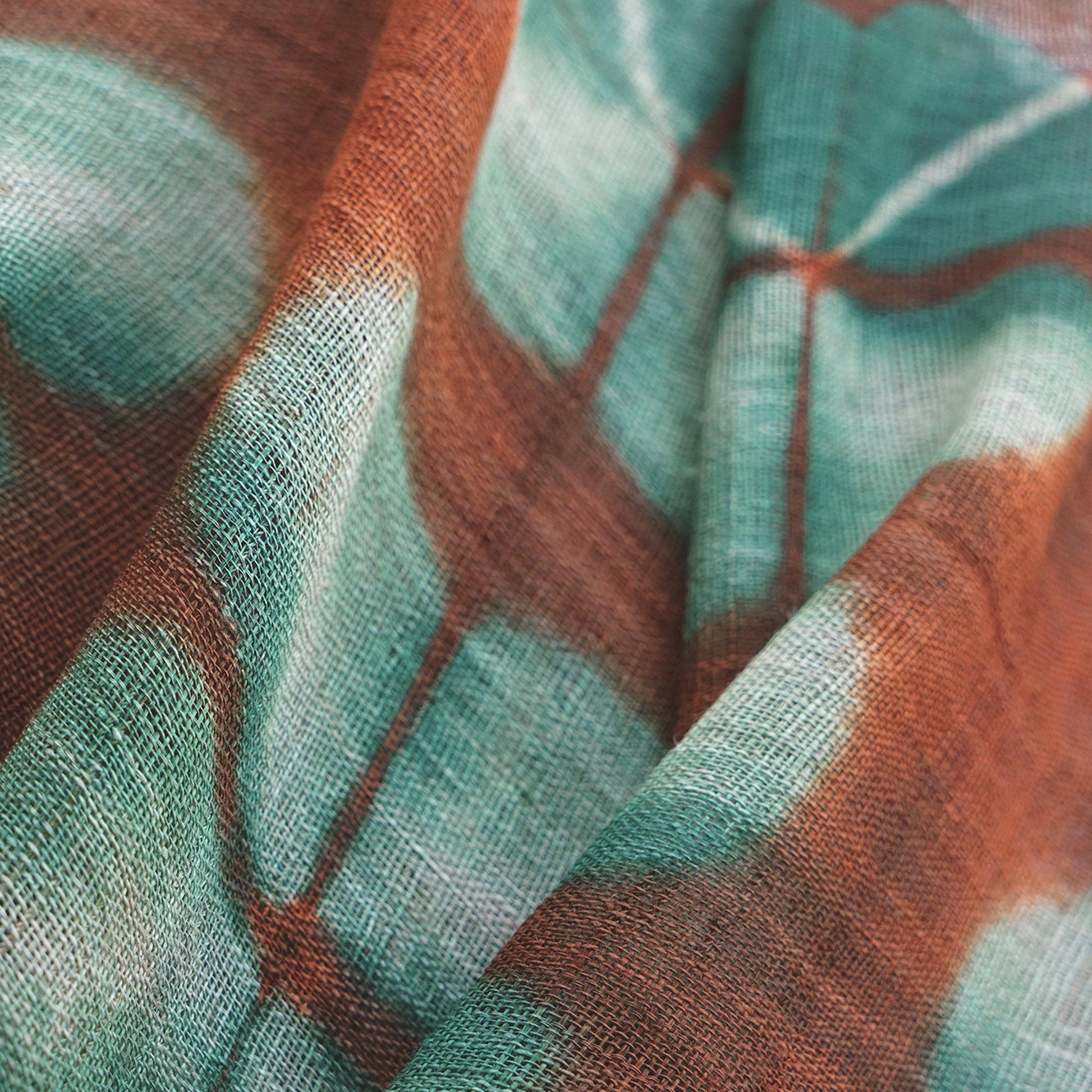 styled interior scene with Ramie Cloth — Clover Green used as a curtain or screen
