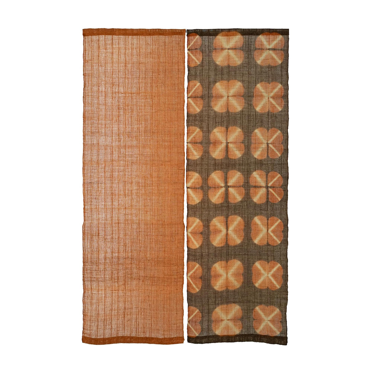styled interior scene with Ramie Cloth — Earth Grid used as a curtain or screen