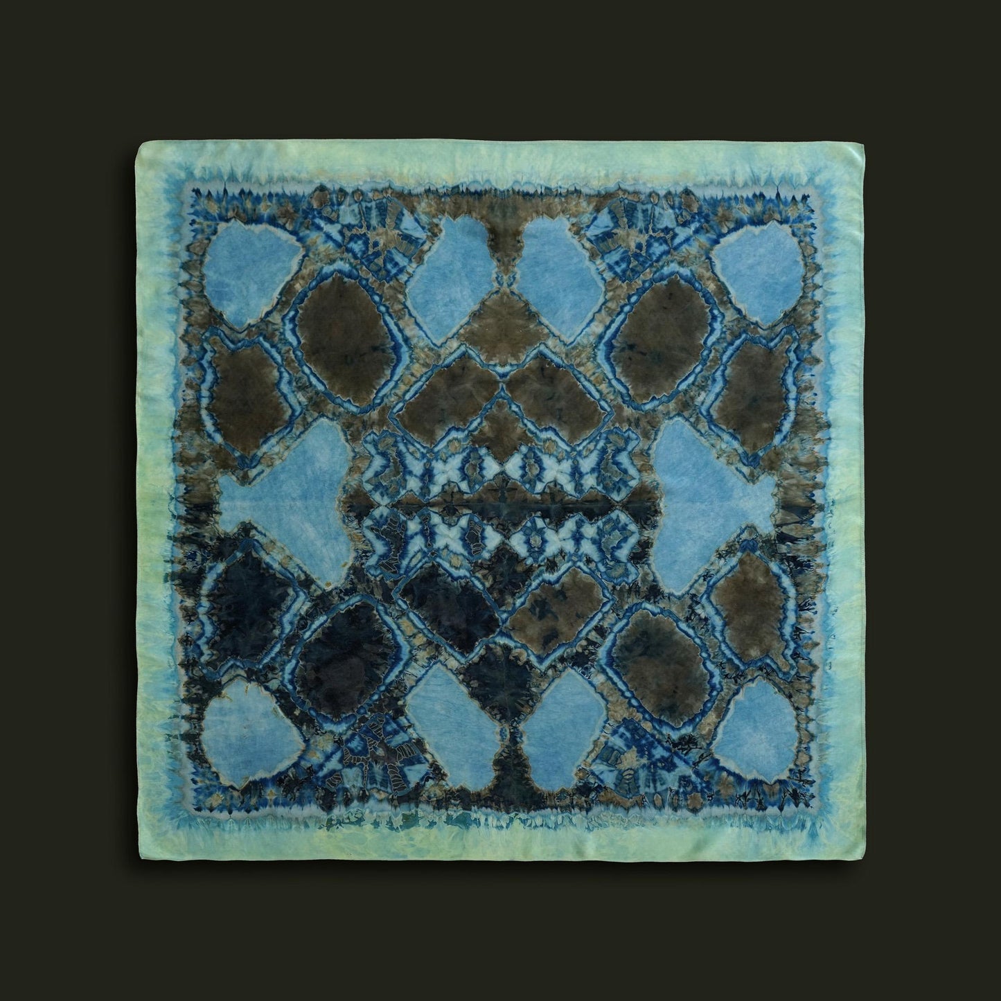 Hand dyed plant-dyed scarf 'Deep Teal' — wearable botanical textile art, natural dyes.